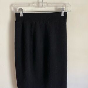 United Colors Of Benetton Black‎ Wool and Angora Rabbit Fur Pencil Skirt